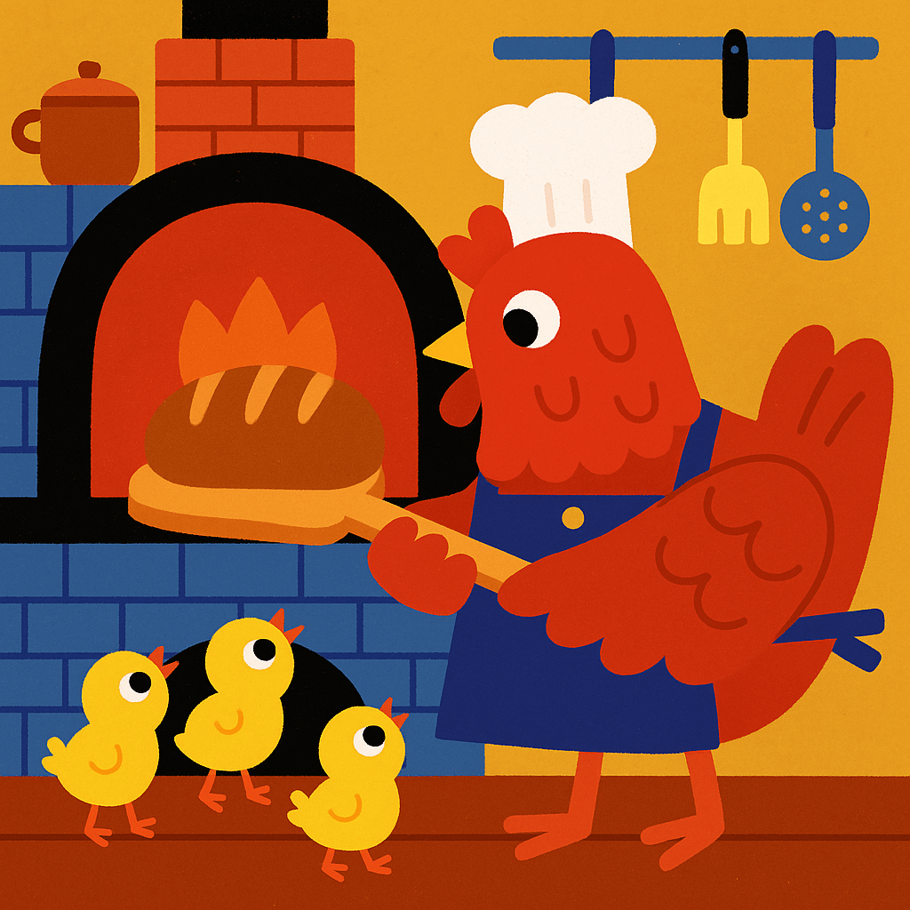 პატარა წითელი ქათამი ილუსტრაცია